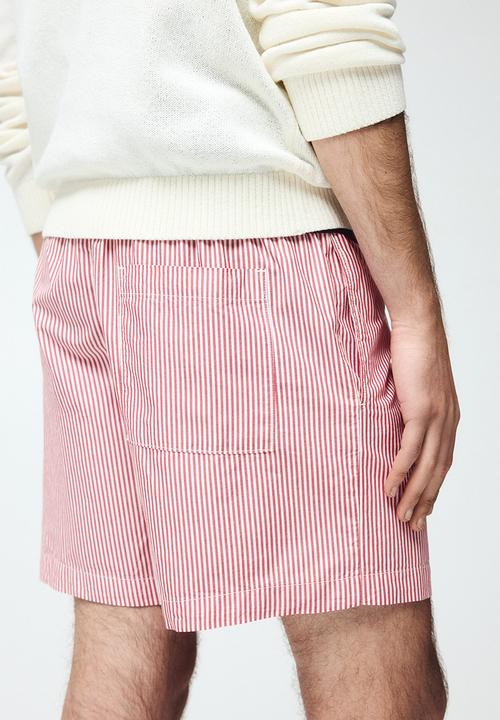 H&M - Regular fit cotton shorts - red/striped