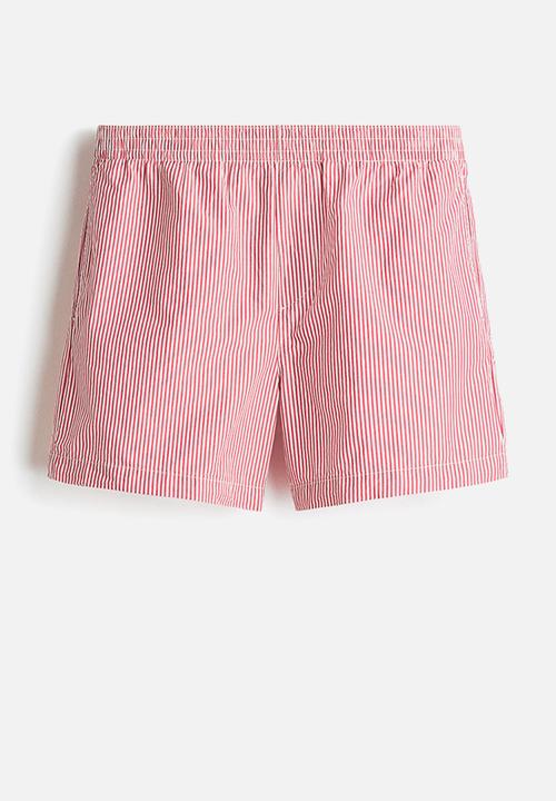 H&M - Regular fit cotton shorts - red/striped