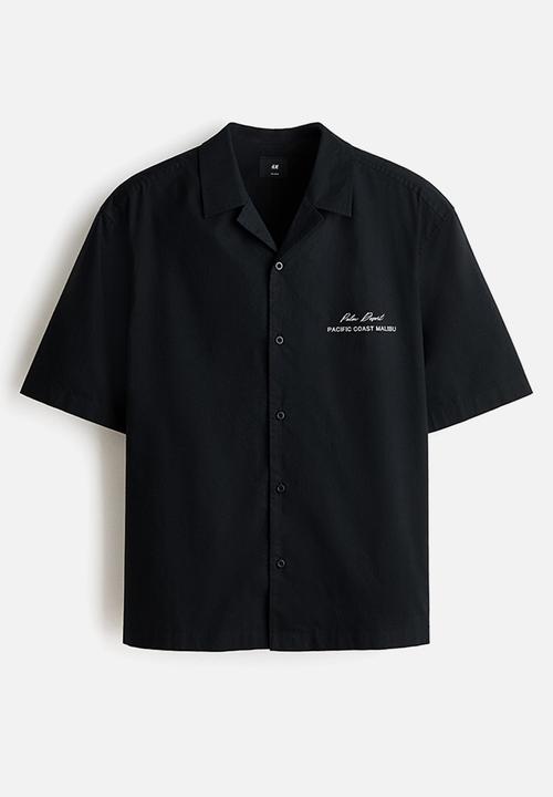 H&M - Relaxed fit printed resort shirt - black/palm desert