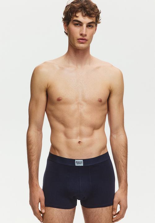 H&M - 3-pack ribbed short trunks - burgundy/dusty blue/navy blue