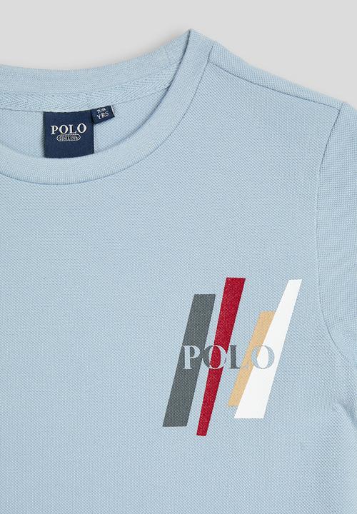 POLO - Boys Ivan Printed Short sleeve Tee - Dusty Blue