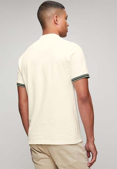 POLO - MENS CONTRAST PLACKET SS GOLFER - White