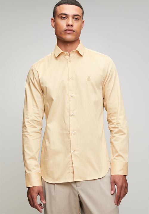 POLO - Mens long sleeve plain shirt - beige