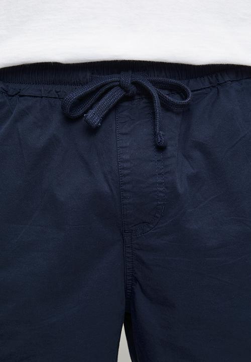 POLO - MENS PEACHED SHORTS ELASTICATED WB - Navy