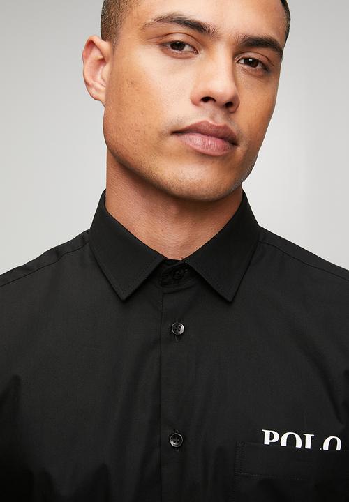 POLO - Mens pjc short sleeve poplin shirt - black