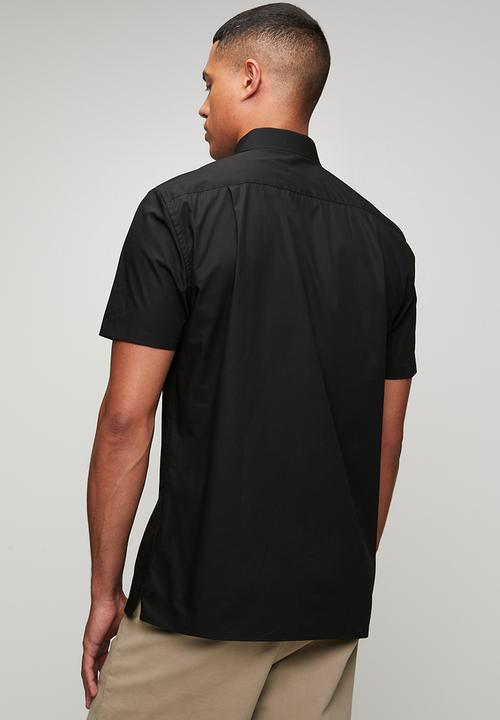 POLO - Mens pjc short sleeve poplin shirt - black