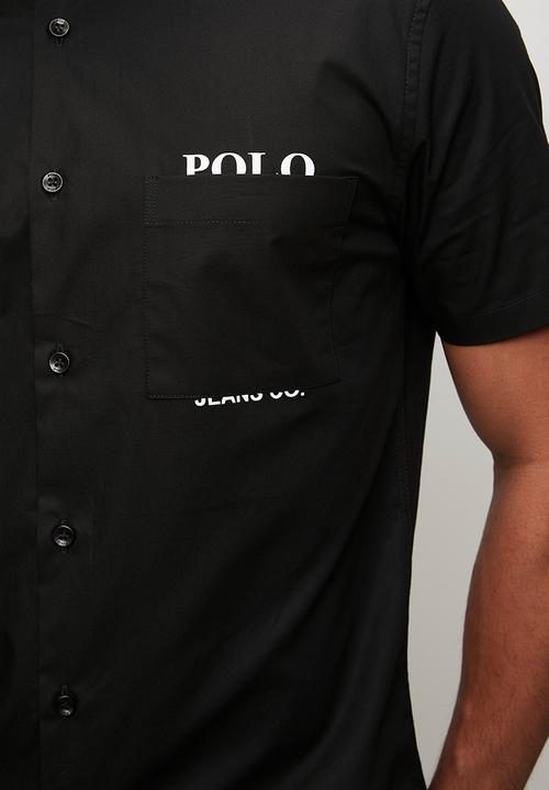 POLO - Mens pjc short sleeve poplin shirt - black