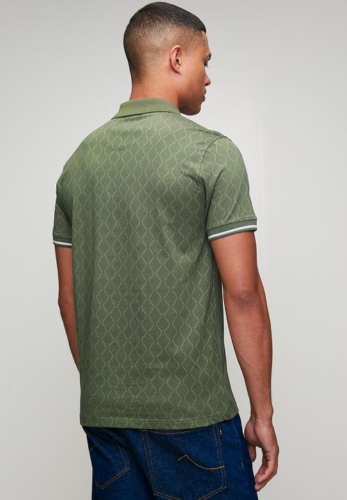 POLO - Mens pima printed short sleeve golfer - green