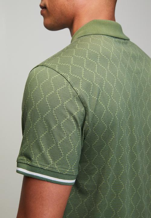 POLO - Mens pima printed short sleeve golfer - green