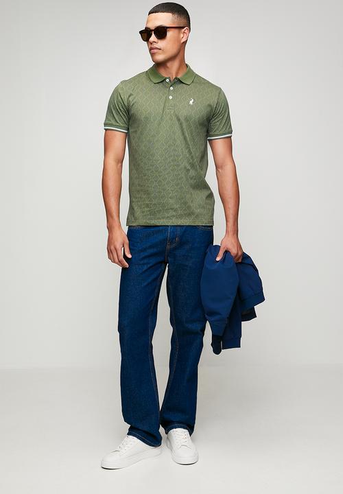 POLO - Mens pima printed short sleeve golfer - green
