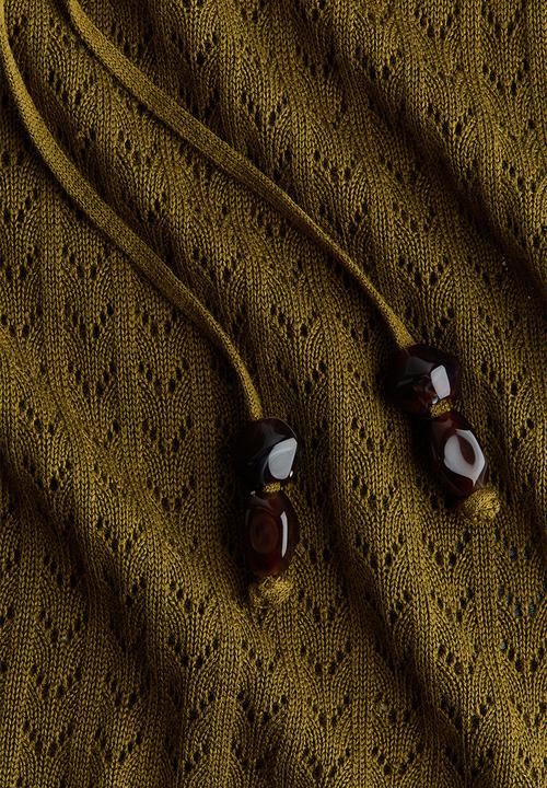H&M - Pointelle-knit tie-detail top - olive green