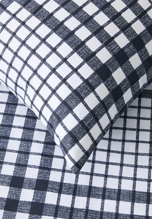Sixth Floor - Orion Check Cotton Blend Kids Duvet Set - Navy