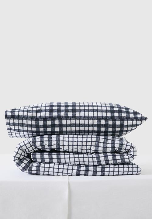 Sixth Floor - Orion Check Cotton Blend Kids Duvet Set - Navy