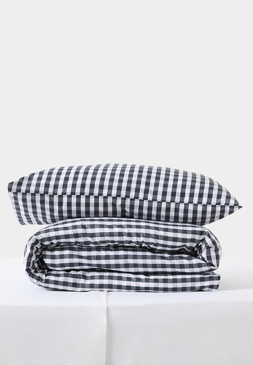 Sixth Floor - Midnight Gingham Super Soft Kids Duvet Set - Navy