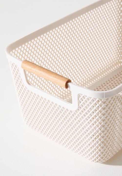 Bathroom Solutions - Multi basket wbeachwood handles white