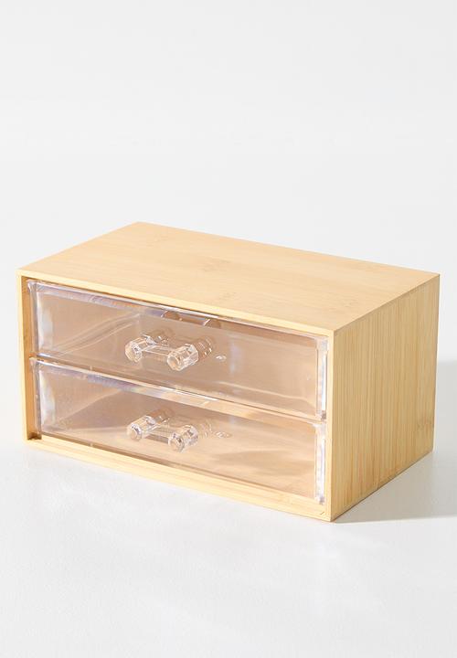Bathroom Solutions - BAMBOO MAKE-UP ORGANISER 2 DRAWER