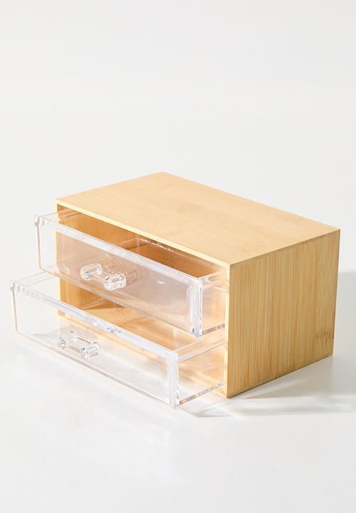 Bathroom Solutions - BAMBOO MAKE-UP ORGANISER 2 DRAWER