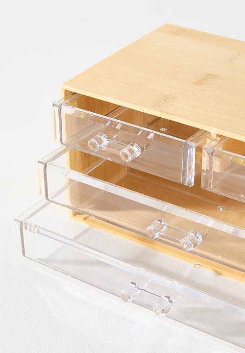 Bathroom Solutions - BAMBOO MAKE-UP ORGANISER 4 DRAWER LRG
