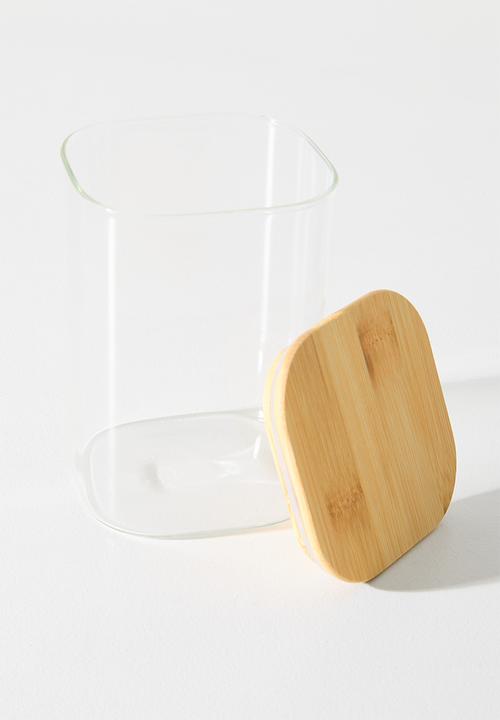 Excellent Houseware - Bamboo storage jar set of 3 - Clear