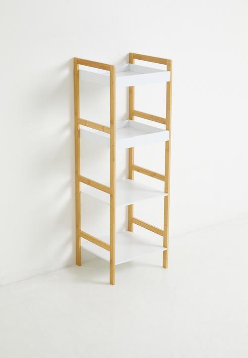 Storage Solutions - 4 Shelf Bathroom Rack Bamboo - White