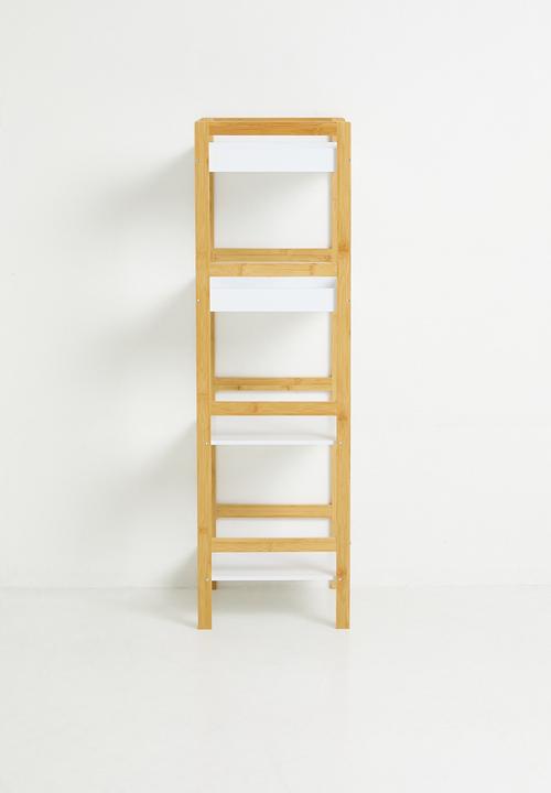Storage Solutions - 4 Shelf Bathroom Rack Bamboo - White