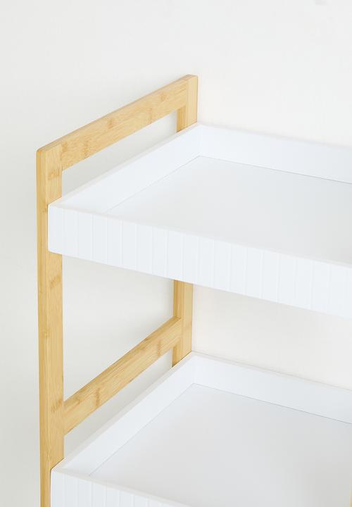 Storage Solutions - 4 Shelf Bathroom Rack Bamboo - White