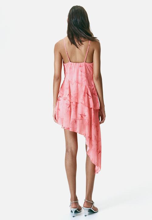 H&M - Asymmetric chiffon dress - pink/floral