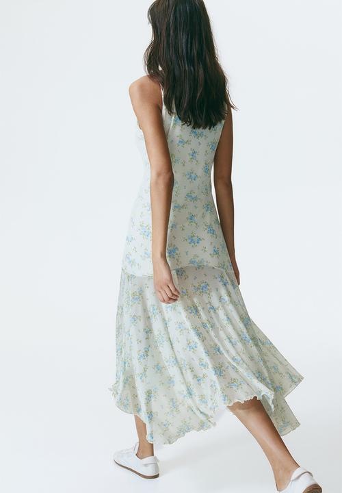 H&M - Patterned mesh dress - cream/blue floral