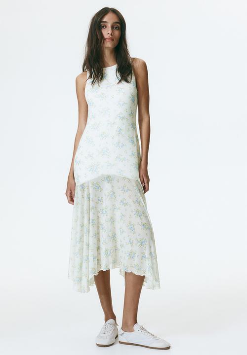 H&M - Patterned mesh dress - cream/blue floral