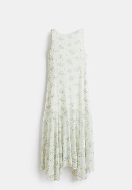 H&M - Patterned mesh dress - cream/blue floral