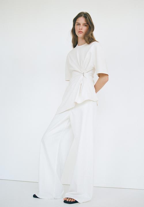H&M - Draped-detail asymmetric top - cream
