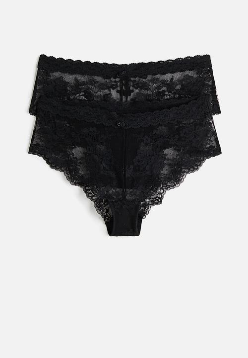 H&M - 2-Pack lace hipster briefs - black
