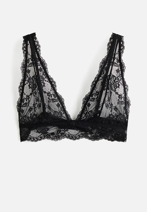 H&M - Soft lace bra - black