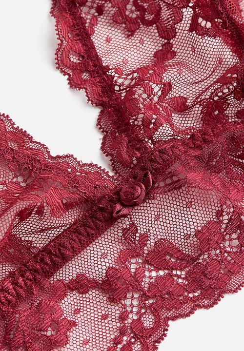 H&M - Soft lace bra - dark red