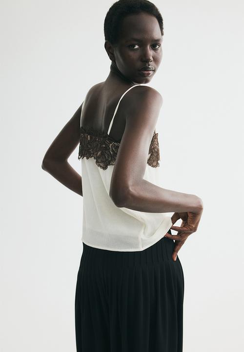 H&M - Appliqu?d strappy top - light beige