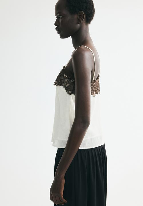 H&M - Appliqu?d strappy top - light beige