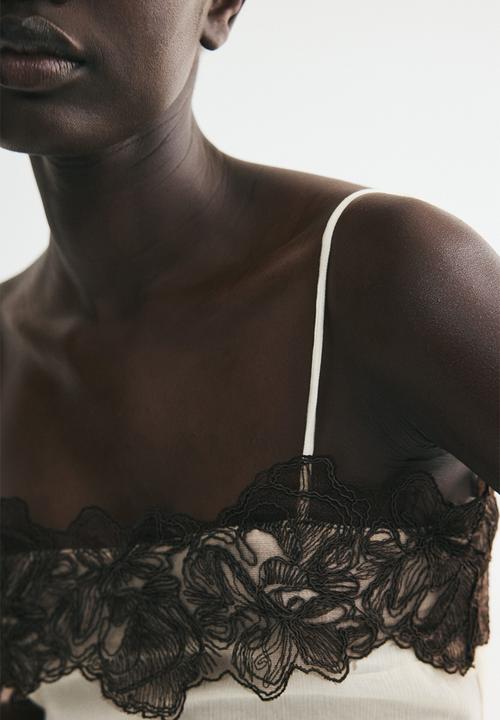 H&M - Appliqu?d strappy top - light beige
