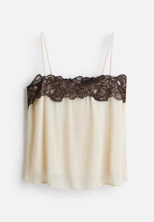 H&M - Appliqu?d strappy top - light beige