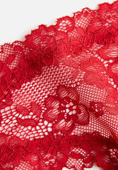 H&M - 3-pack lace brazilian briefs - red/white/black