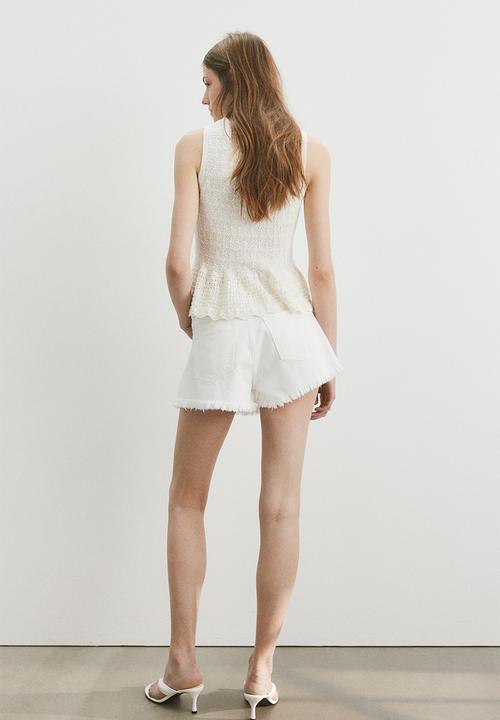 H&M - Frayed denim shorts - cream