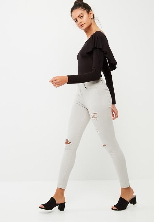 dailyfriday - Back ruffle bodysuit with long sleeves