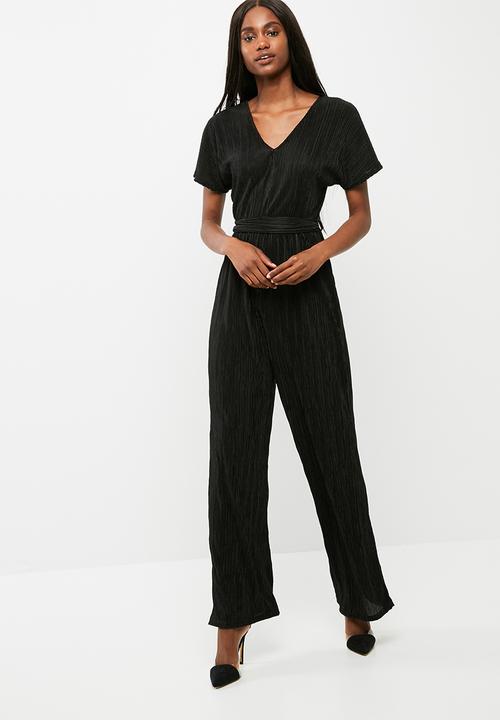 black plisse jumpsuit