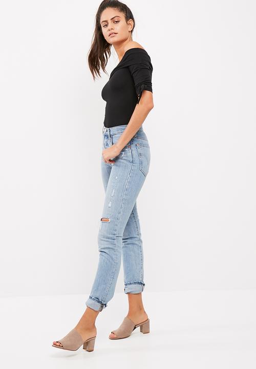 dailyfriday - Off shoulder ruched sleeve bodysuit