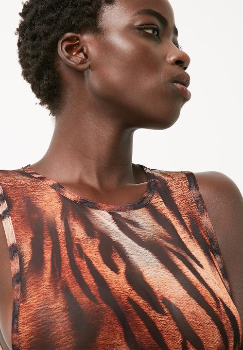 Missguided - Tiger print mesh bodysuit