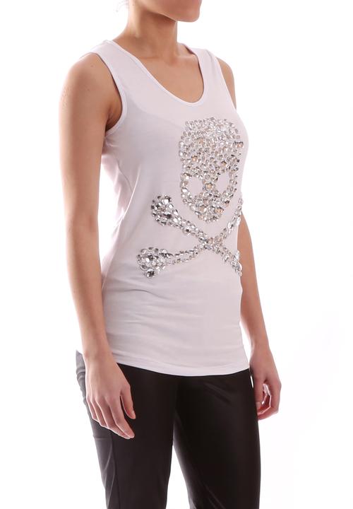 Pretty in Punk - Marly Beaded Skull Tee – White