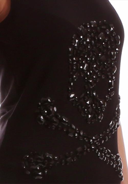 Pretty in Punk - Marly Beaded Skull Tee – Black