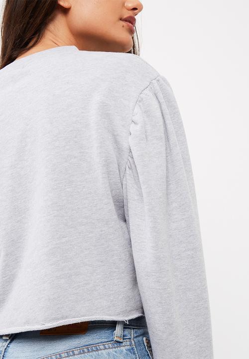 Missguided - Puff sleeve applique cropped sweat