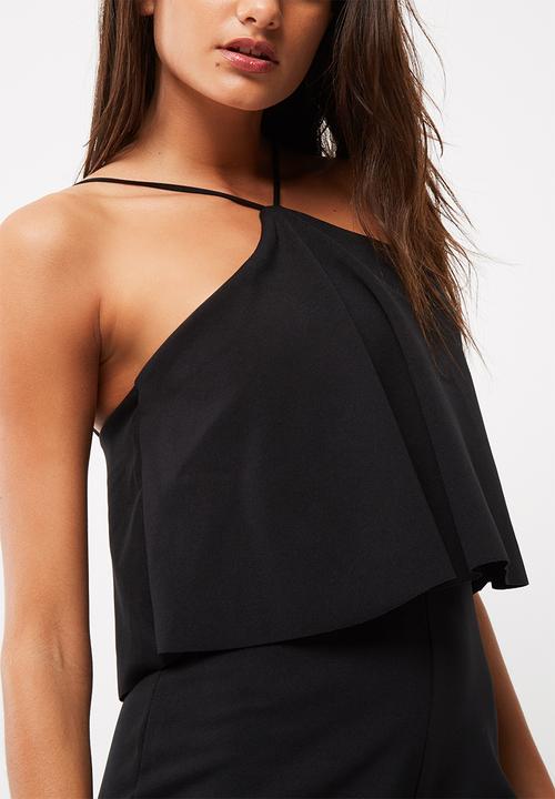 Missguided - Halterneck double layer scuba playsuit
