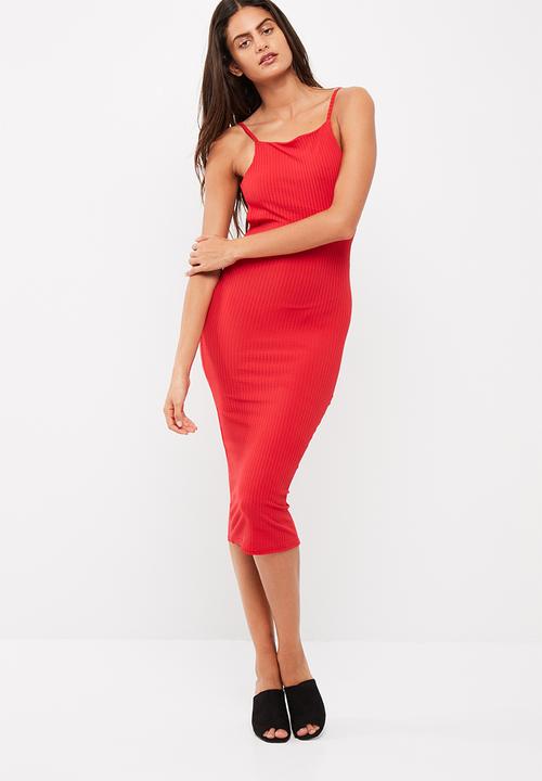 Square neck ribbed open back midi dress