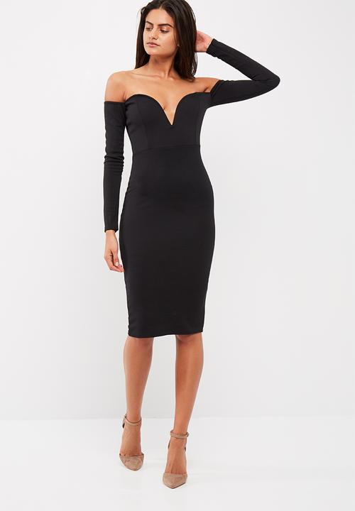 missguided black bardot dress